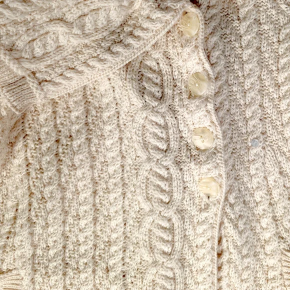 Inis Crafts Chunky Cream Wool Longline Cardigan size - Picture 8 of 15